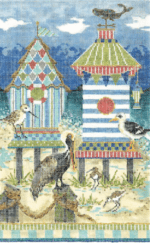 Kelly Clark Needlepoint - At the Shore Cabana Houses